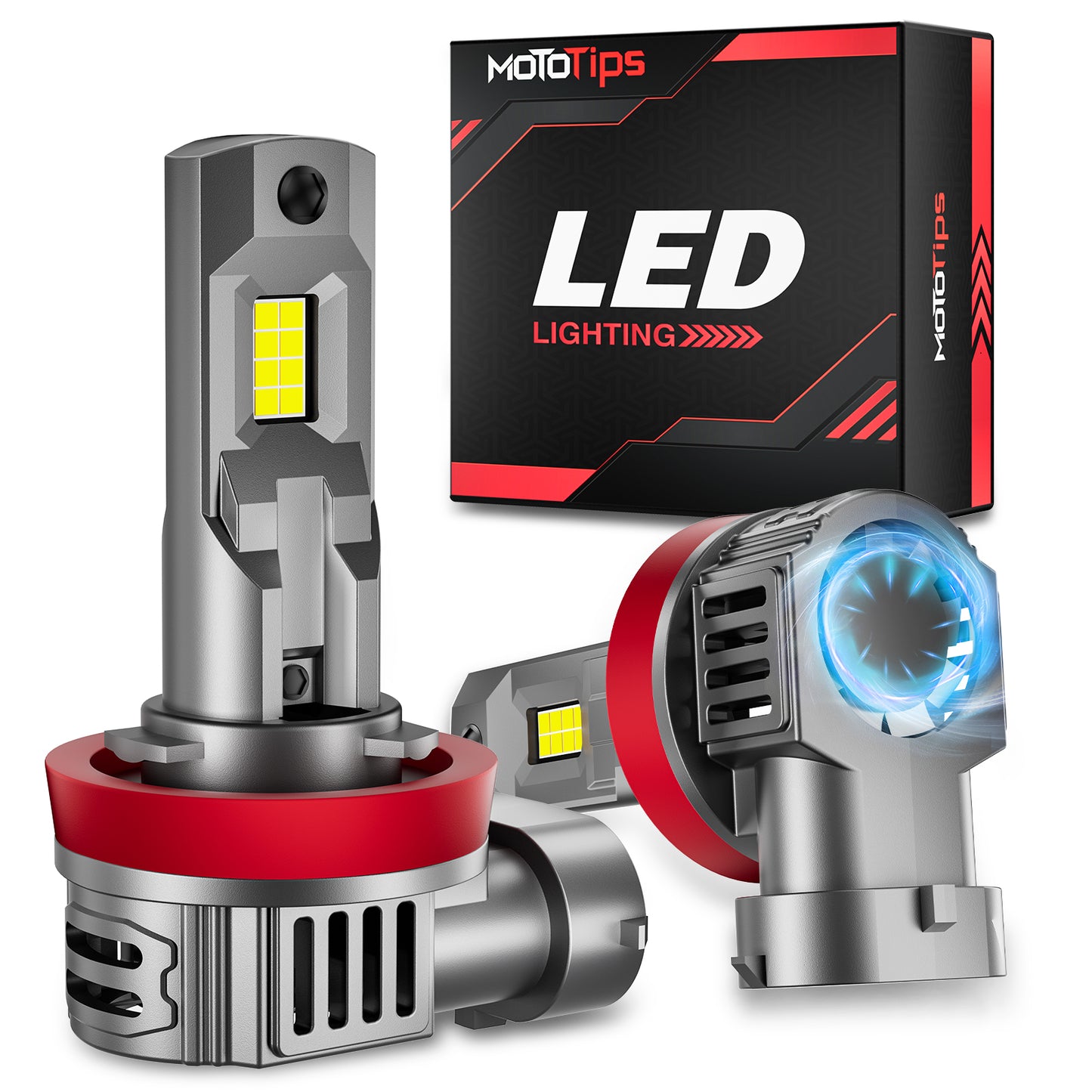 MOTOTIPS H11/H9 Led Headlight Bulbs, 2024 Upgraded 70W 6500K Cool White